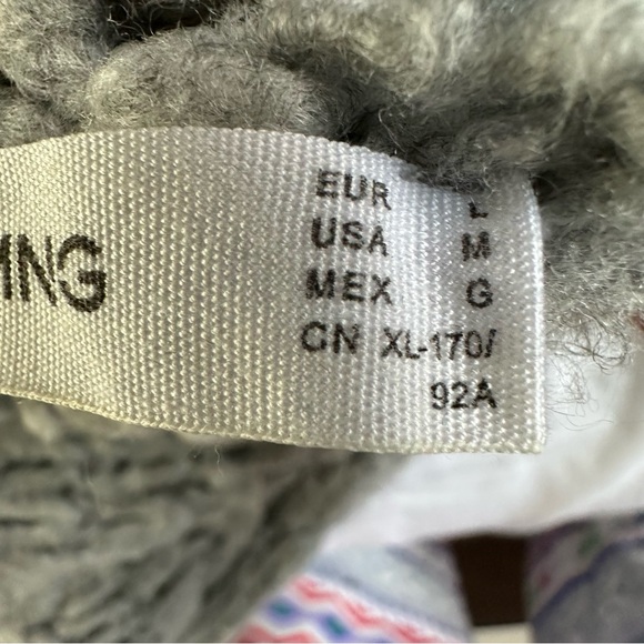 Mango Gray Chunky Knit Turtleneck Sweater Oversized Cozy Size L - Picture 15 of 15